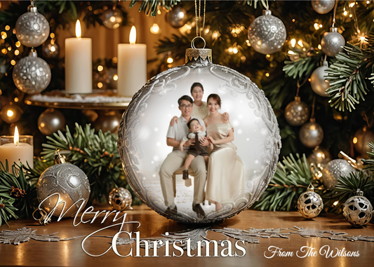 Custom 7x5 Merry Christmas Ornament Photo Cards with Envelopes – Set of 10 or 20 Personalized Holiday Cards