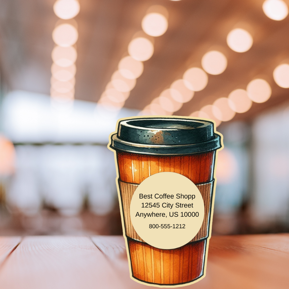 Custom Coffee Cup Magnet Business Cards – Unique Die-Cut Design for Cafés, Bakeries & Coffee Lovers